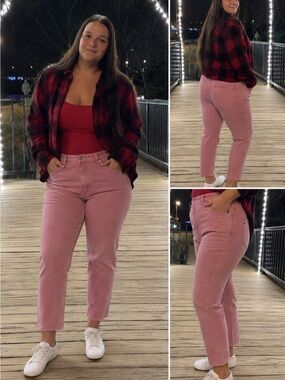 BloomChic Light Pink Stretchy Mid-Rise Bootcut Jeans